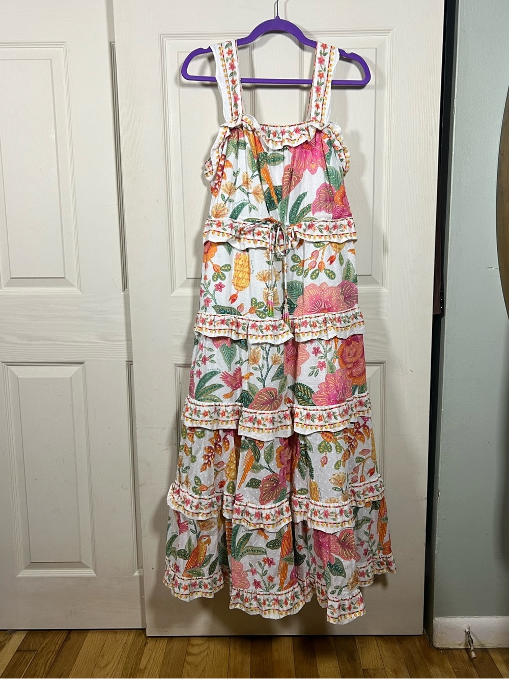 FARM Rio Floral Tiered Maxi Dress in Pink, Green & Yellow - Picture 2 of 10